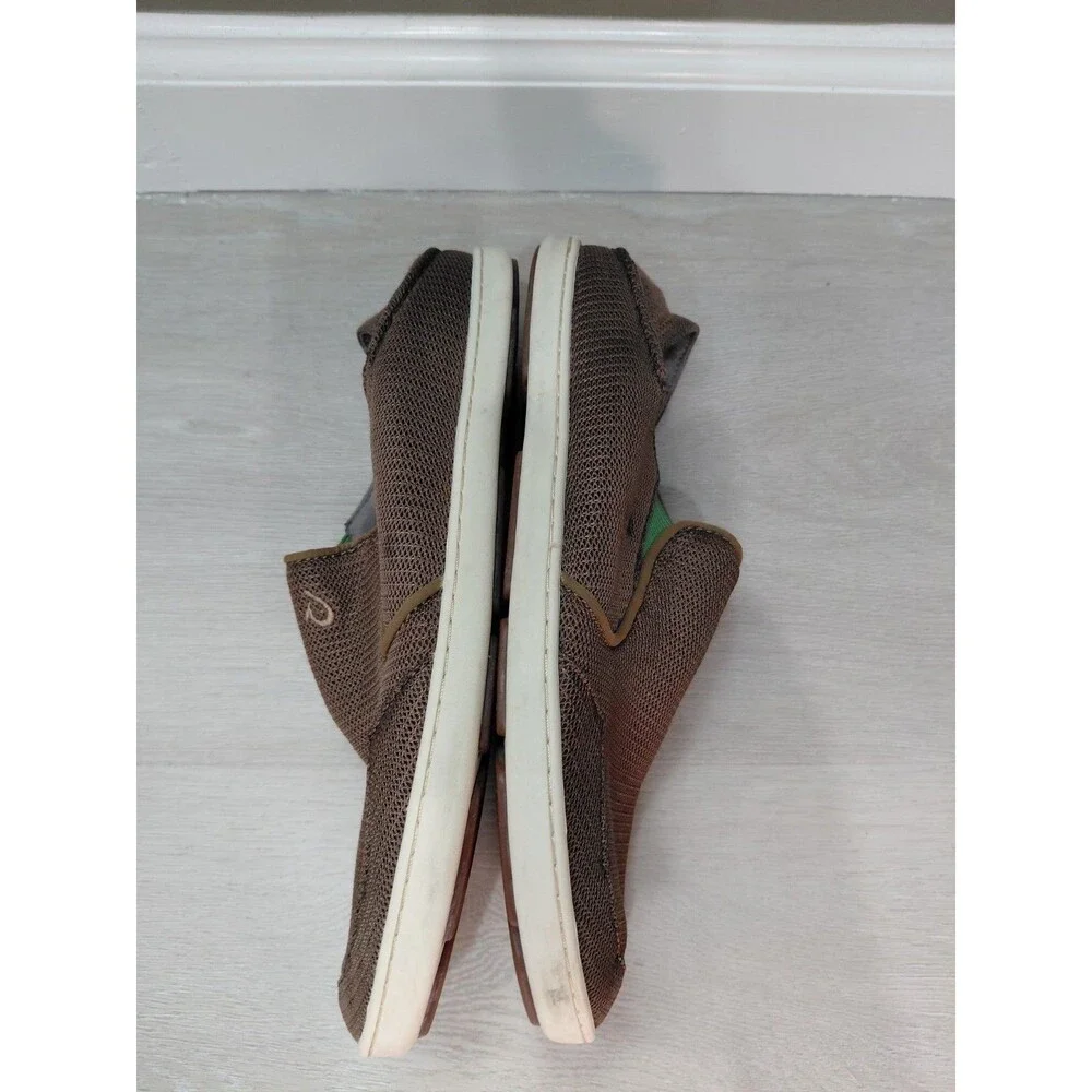 OluKai Nohea Mesh Mustang Brown Lime Peel Shoes Loafer Men's Sz 10M